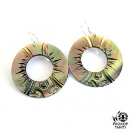 Boucles oreilles argent rondes nacre prokop tahiti brc14