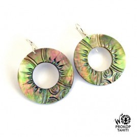 Boucles oreilles argent rondes nacre prokop tahiti brc19