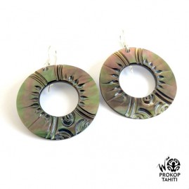Boucles oreilles argent rondes nacre prokop tahiti brc20