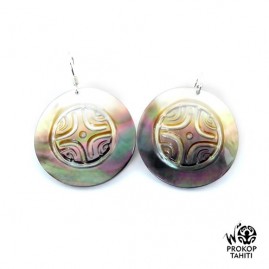Boucles oreilles argent rondes nacre prokop tahiti bnb6