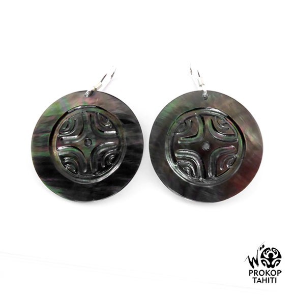 Boucles oreilles argent rondes nacre prokop tahiti bnb7