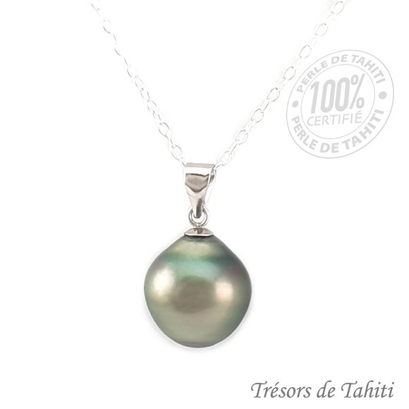 Pendentif perle de tahiti semi baroque chaine argent tt173 Pendentif perle de tahiti semi baroque chaine argent tt173