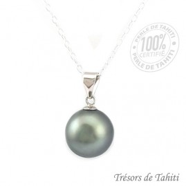 Pendentif perle de tahiti semi baroque chaine argent tt174