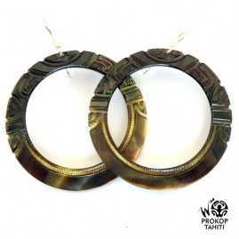 Boucles oreilles argent creoles xxl nacre prokop tahiti bop4