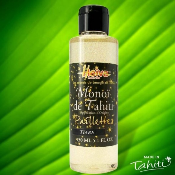 Monoi heiva tahiti avec paillettes parfum tiare 150ml