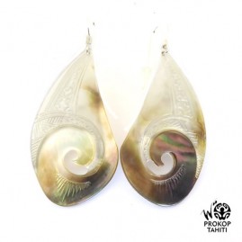 Boucles oreilles argent gouttes nacre prokop tahiti bg9