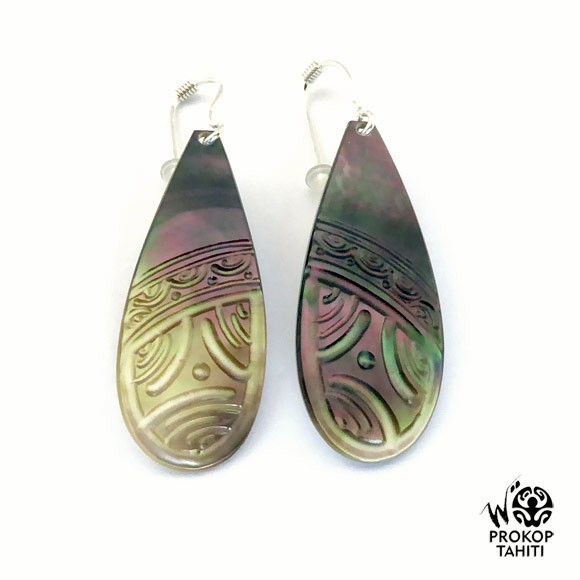 Boucles oreilles argent gouttes tiki nacre prokop tahiti bgs6 Boucles oreilles argent gouttes tiki nacre prokop tahiti bgs6