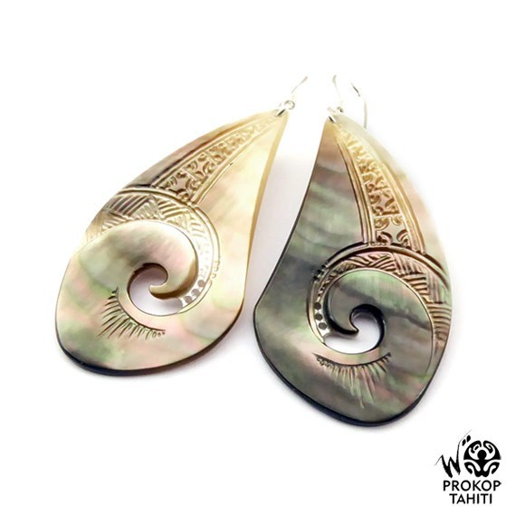 Boucles oreilles argent gouttes nacre prokop tahiti bg8 Boucles oreilles argent gouttes nacre prokop tahiti bg8