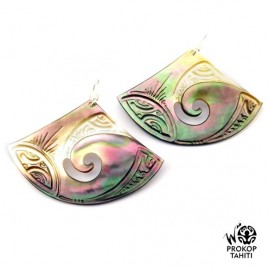 Boucles oreilles argent eventails nacre prokop tahiti beg6