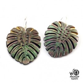 Boucles oreilles argent feuilles ape nacre tahiti bou2