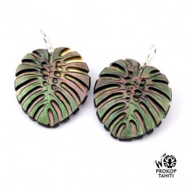 Boucles oreilles argent feuilles ape nacre tahiti bou5