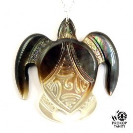 Chaine argent xl pendentif nacre prokop tahiti tortue xl tg38