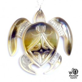 Chaine argent xl pendentif nacre prokop tahiti tortue xl tg3