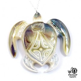 Chaine argent xl pendentif nacre prokop tahiti tortue xl tg7