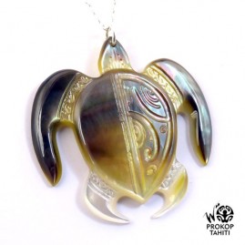 Chaine argent xl pendentif nacre prokop tahiti tortue xl tg10