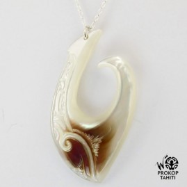 Chaine argent xl pendentif nacre tahiti xl hamecon h9