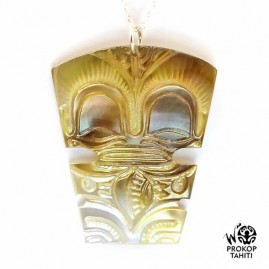 Chaine argent xl pendentif nacre prokop tahiti tiki xl tk14