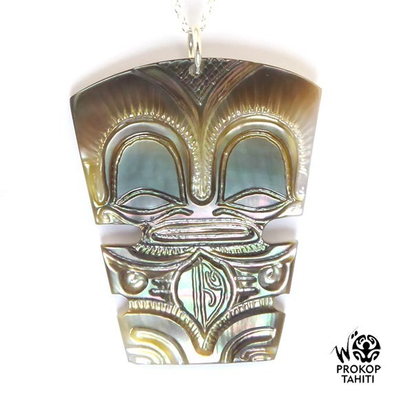 Chaine argent xl pendentif nacre prokop tahiti tiki xl tk16 Chaine argent xl pendentif nacre prokop tahiti tiki xl tk16