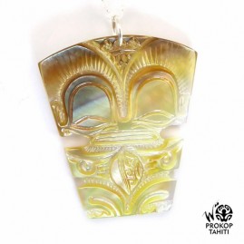 Chaine argent xl pendentif nacre prokop tahiti tiki xl tk21