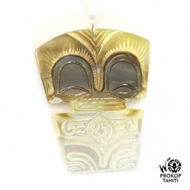 Chaine argent xl pendentif nacre prokop tahiti tiki xl tk22