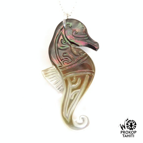 Chaine argent pendentif nacre tahiti hippocampe phb20 Chaine argent pendentif nacre tahiti hippocampe phb20