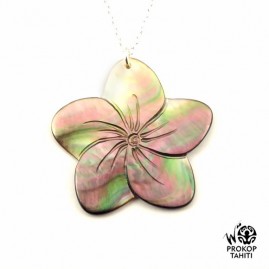 Chaine argent pendentif nacre prokop tipanier tahiti ft28