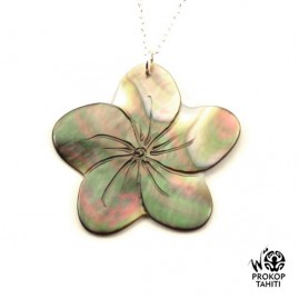 Chaine argent pendentif nacre prokop tipanier tahiti ft30