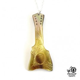 Chaine argent pendentif nacre prokop tahiti ukulele u4