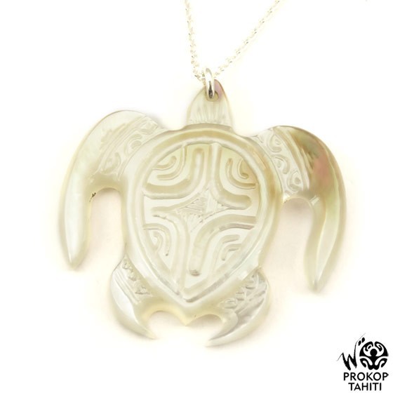 Chaine argent pendentif nacre prokop tahiti tortue t38 Chaine argent pendentif nacre prokop tahiti tortue t38