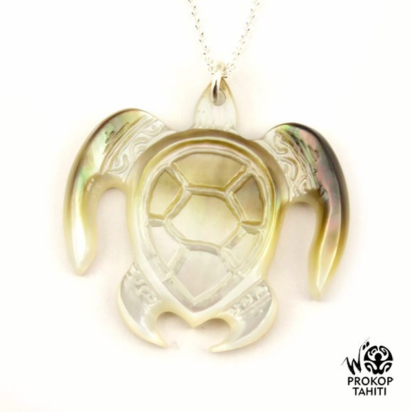 Chaine argent pendentif nacre prokop tahiti tortue t40 Chaine argent pendentif nacre prokop tahiti tortue t40