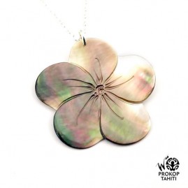 Chaine argent pendentif nacre prokop fleur tahiti 5fg4