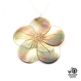 Chaine argent pendentif nacre prokop fleur tahiti 5fg9