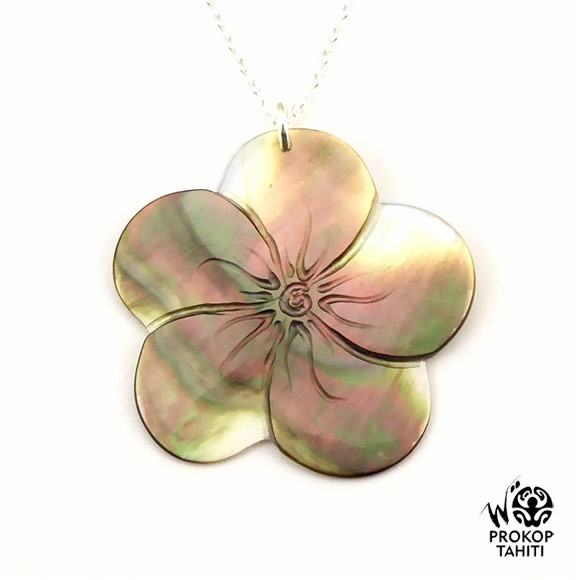 Chaine argent pendentif nacre prokop fleur tahiti 5fg11 Chaine argent pendentif nacre prokop fleur tahiti 5fg11