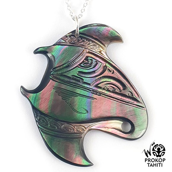 Chaine argent pendentif nacre prokop tahiti raie manta r17 Chaine argent pendentif nacre prokop tahiti raie manta r17