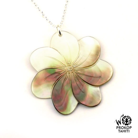 Chaine argent pendentif nacre prokop fleur tiare tahiti 7fg16 Chaine argent pendentif nacre prokop fleur tiare tahiti 7fg16