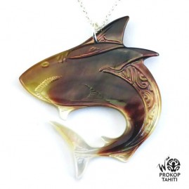 Chaine argent xl pendentif nacre prokop tahiti requin xl rq2