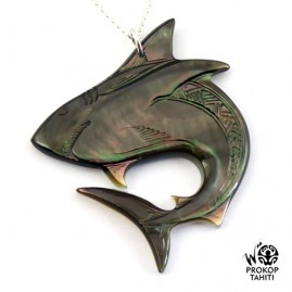 Chaine argent xl pendentif nacre prokop tahiti requin xl rq6