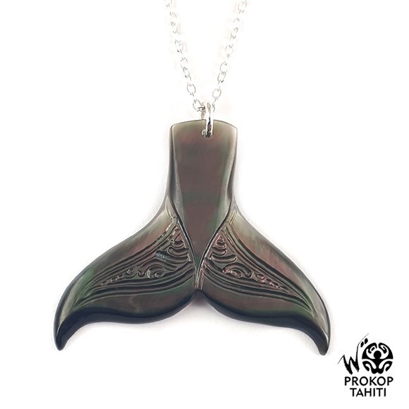 Chaine argent pendentif nacre prokop tahiti queue baleine b18 Chaine argent pendentif nacre prokop tahiti queue baleine b18