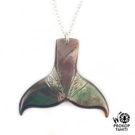 Chaine argent pendentif nacre prokop tahiti queue baleine b20