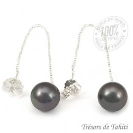 Boucles d'oreilles perles de tahiti semi rondes argent tt225