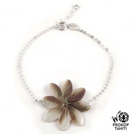 Bracelet argent nacre prokop tahiti fleur tiare brn14