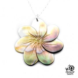 Chaine argent pendentif nacre prokop fleur tiare tahiti 7fg24
