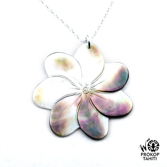 Chaine argent pendentif nacre prokop fleur tiare tahiti 7fg25 Chaine argent pendentif nacre prokop fleur tiare tahiti 7fg25