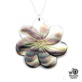 Chaine argent pendentif nacre prokop fleur tiare tahiti 7fg27