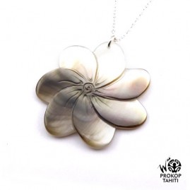 Chaine argent pendentif nacre prokop fleur tiare tahiti 7fg29
