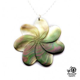 Chaine argent pendentif nacre prokop fleur tiare tahiti 7fg36
