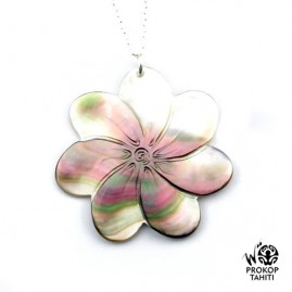 Chaine argent pendentif nacre prokop fleur tiare tahiti 7fg42