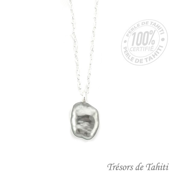 Pendentif keishi de tahiti chaine en argent tt168
