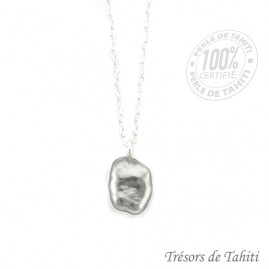 Pendentif keishi de tahiti chaine en argent tt168