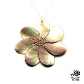Chaine argent pendentif nacre prokop fleur tiare tahiti 7fg44